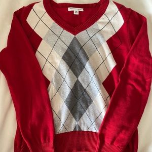 Red Argyle St. John’s Bag Sweater